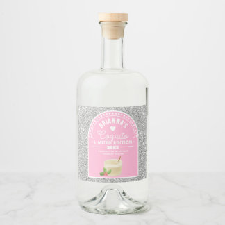 Silver Glitter Pink Girl Coquito Etiket op fles