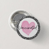 Silver Glitter Pink Heart Vaccinated Button (Voorkant /achterkant)