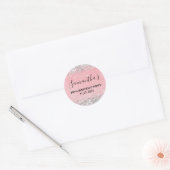 Silver Glitter Pink Leather 40th Birthday Party Ronde Sticker (Envelop)
