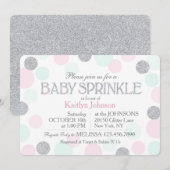 Silver Glitter Pink Seafoam Stippen Baby Sprinkle Kaart (Voorkant / Achterkant)
