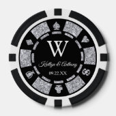 Silver Glitter Poker Chip Casino Wedding (Voorkant)