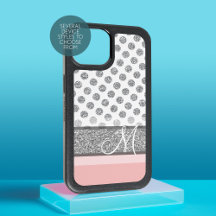 Silver Glitter Polka Dot Monogram kan kleur verand