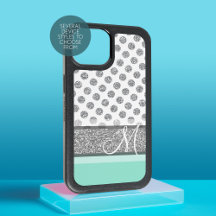 Silver Glitter Polka Dot Monogram kan kleur verand