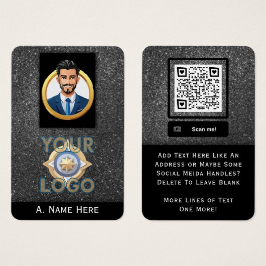 Silver Glitter Private Security IT Professional Visitekaartje (Voorkant /achterkant)