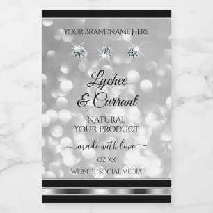 Silver Glitter Product Labels mousserende diamante Voedselcontainer Etiket