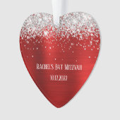 Silver Glitter Red Folie Bat Mitzvah Heart Ornament (voorkant)