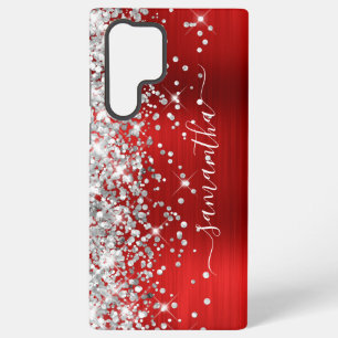 Silver Glitter Red Folie Girly Signature Samsung Galaxy Hoesje