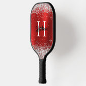 Silver Glitter Red Folie Monogrammed Pickleball Paddle (Links)