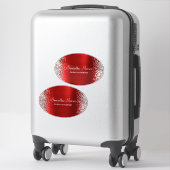Silver Glitter Red Folie Naam Titel Naam Sticker (Koffer)