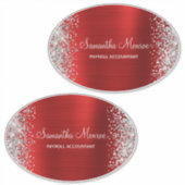 Silver Glitter Red Folie Naam Titel Naam Sticker (Voorkant)