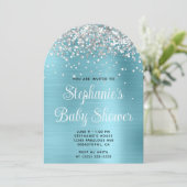 Silver Glitter Robin Egg Blue Baby shower Kaart (Staand voorkant)