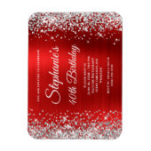 Silver Glitter Rode Folie 40e Verjaardag Keepsake Magneet (Verticaal)