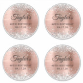 Silver Glitter Roos Gold 6" Cirkels 40e Verjaardag Sticker (Voorkant)