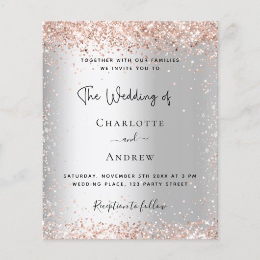 Silver glitter roos Gold bruiloft (Voorkant)