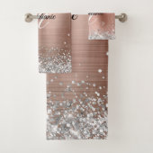 Silver Glitter Roos Gold Foil Fancy Monogram Bad Handdoek (Insitu)