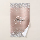 Silver Glitter Roos Gold Foil Fancy Monogram Bad Handdoek (Handdoek)