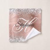 Silver Glitter Roos Gold Foil Fancy Monogram Bad Handdoek (Wasdoekje)