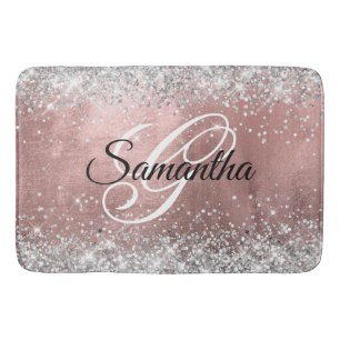 Silver Glitter Roos Gold Foil Fancy Monogram Badmat