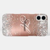 Silver Glitter Roos Gold Foil Fancy Monogram Case-Mate iPhone Case (Achterkant (horizontaal))