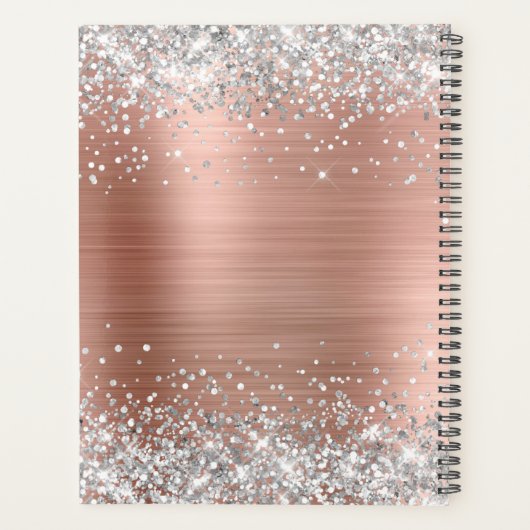 Silver Glitter Roos Gold Foil Fancy Monogram Planner (Achterkant)