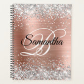 Silver Glitter Roos Gold Foil Fancy Monogram Planner (Voorkant)