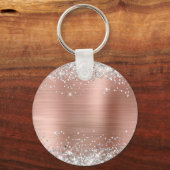 Silver Glitter Roos Gold Foil Fancy Monogram Sleutelhanger (Achterkant)