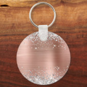 Silver Glitter Roos Gold Foil Fancy Monogram Sleutelhanger (Achterkant)