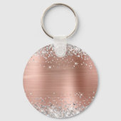 Silver Glitter Roos Gold Foil Fancy Monogram Sleutelhanger (Achterkant)