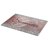 Silver Glitter Roos Gold Foil Fancy Monogrammen Snijplank (Hoek)