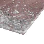 Silver Glitter Roos Gold Foil Fancy Monogrammen Snijplank (Hoek)