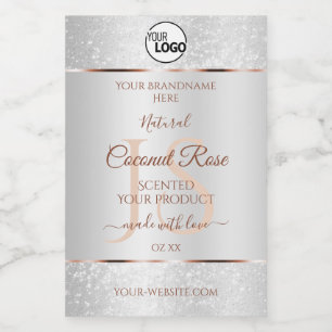 Silver Glitter Roos Gold Product Labels met Logo Voedselcontainer Etiket