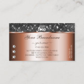 Silver Glitter Roos Gold Sparkle Diamonds en Logo Visitekaartje (Achterkant)