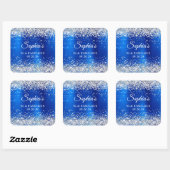 Silver Glitter Royal Blue Foil 50 & Fabulous Vierkante Sticker (Vel)