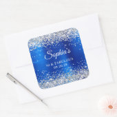 Silver Glitter Royal Blue Foil 50 & Fabulous Vierkante Sticker (Envelop)