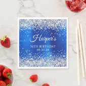 Silver Glitter Royal Blue Folie 30e verjaardag Servet (Insitu)