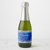 Silver Glitter Royal Blue Folie 40 & Fantastisch Sparkling Wijnetiket (Voorkant)