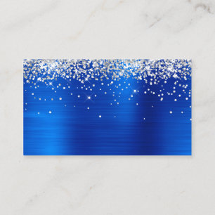 Silver Glitter Royal Blue Folie Blank Plaatskaartje