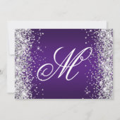 Silver Glitter Royal Paars Ombre Fancy Monogram Kaart (Achterkant)