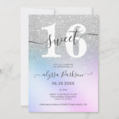Silver glitter roze roze chic girly Sweet 16 Kaart (Voorkant)