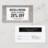 Silver Glitter Salon Verwijzing Kaart (Voorkant / Achterkant)