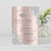 Silver Glitter-schijven, Afstudeerder Pet-Afstuder Kaart (Staand voorkant)