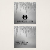 Silver Glitter-schijven Logo die beeldschermKaart  Vierkante Visitekaartjes (Voorkant /achterkant)