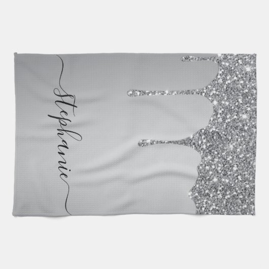 Silver Glitter-schijven met handmatige aangepaste  Theedoek (Horizontaal)