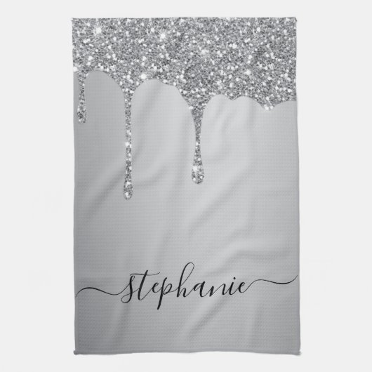Silver Glitter-schijven met handmatige aangepaste  Theedoek (Verticaal)