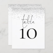 Silver Glitter Script Wedingstabel Number (Voorkant / Achterkant)