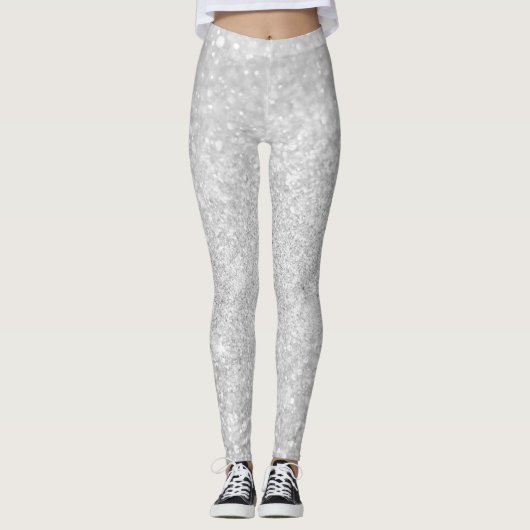 Silver Glitter Shiny Sparkley Leggings (Voorkant)