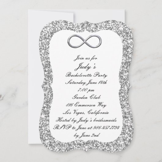 Silver Glitter Silver Infinity Bachelorette Party Kaart (Voorkant)
