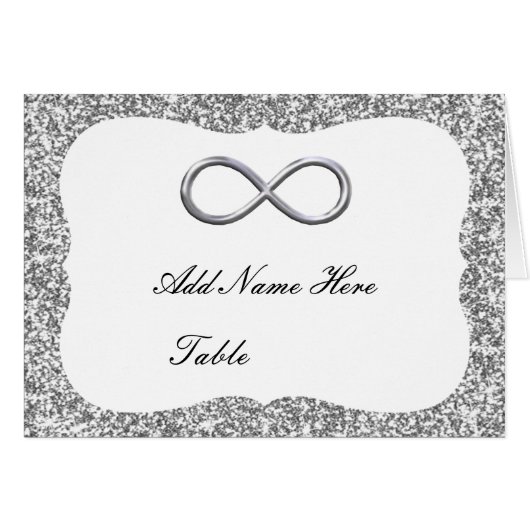 Silver Glitter Silver Infinity Table Place Card (Voorkant Horizontaal)