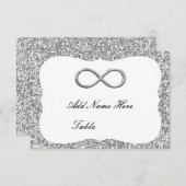 Silver Glitter Silver Infinity Table Place Card Kaart (Voorkant / Achterkant)