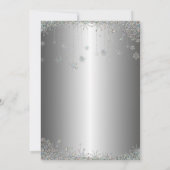 Silver glitter snewflakes bruiloft Uitnodiging (Achterkant)